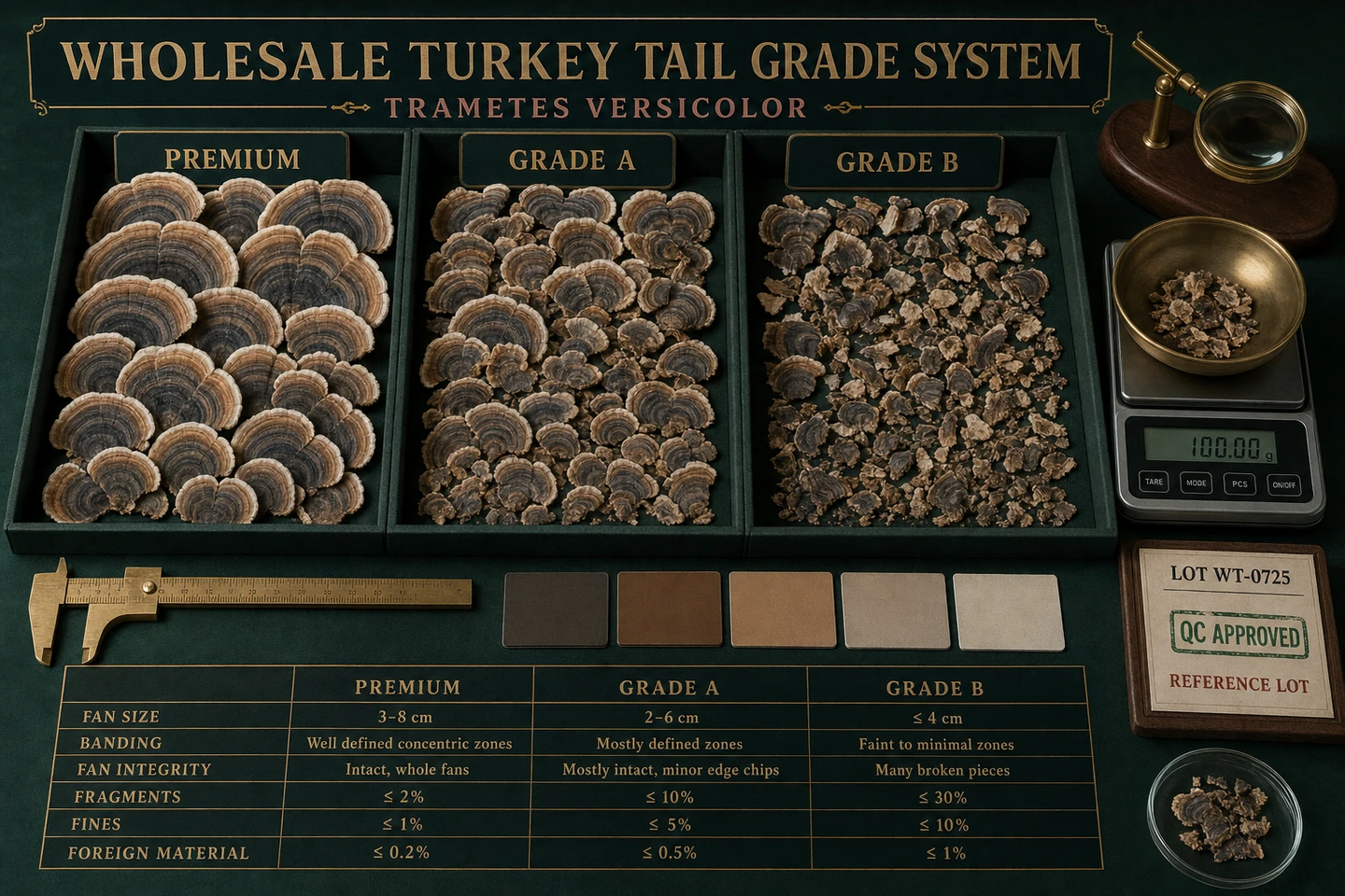 Creating a Consistent Turkey Tail Grade System - professional Turkey Tail wholesale visual