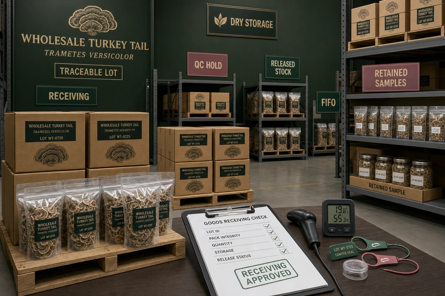 Warehouse Storage and Traceability for Turkey Tail Products - professional Turkey Tail wholesale visual